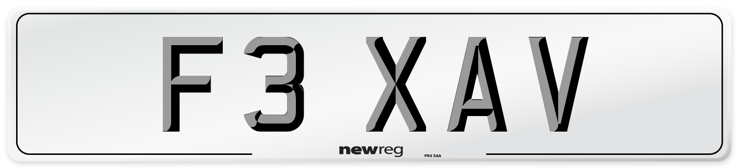 F3 XAV Number Plate from New Reg
